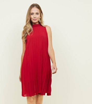 new look red pleated dress