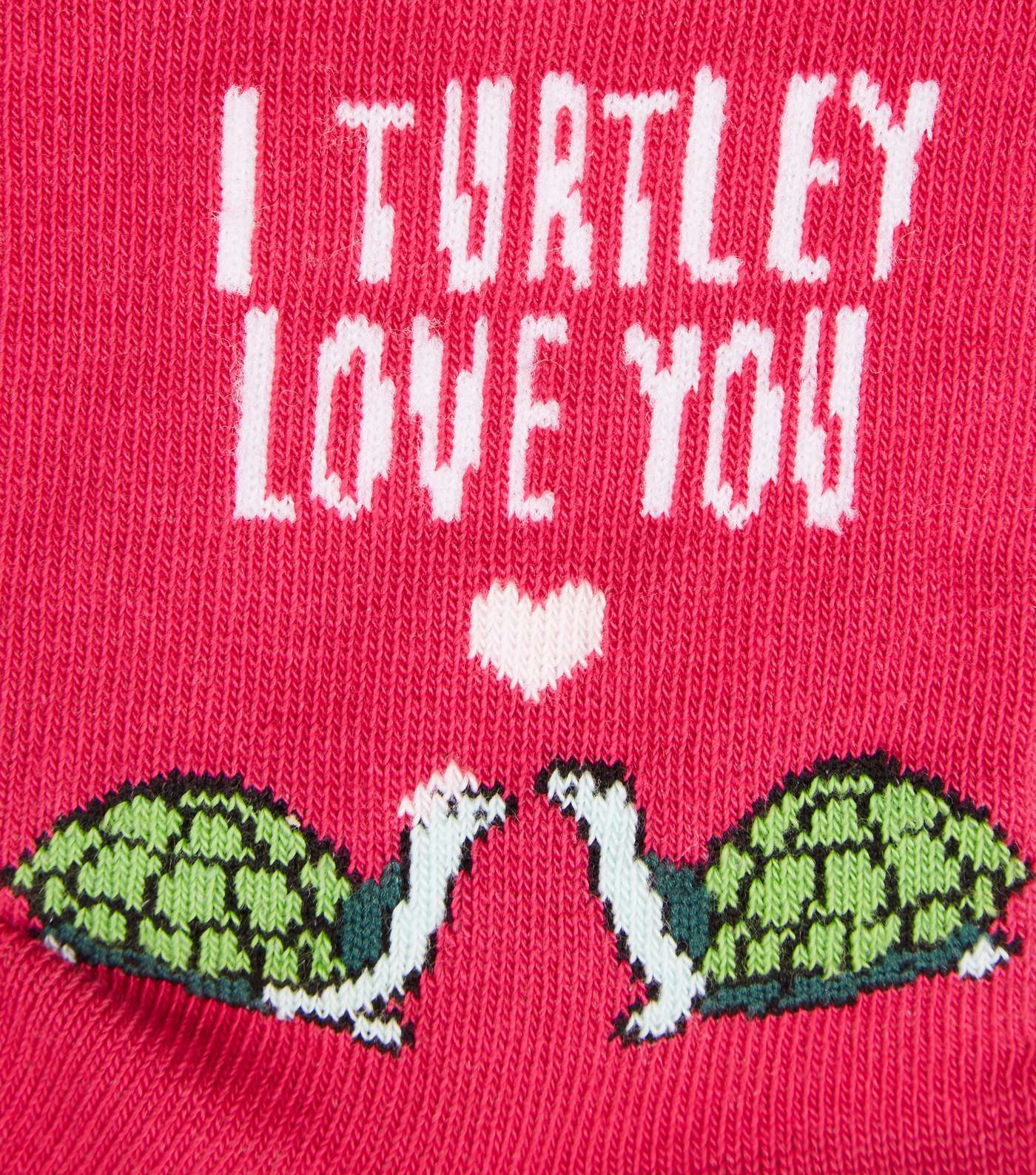 Pink I Turtley Love You Slogan Socks Image 3