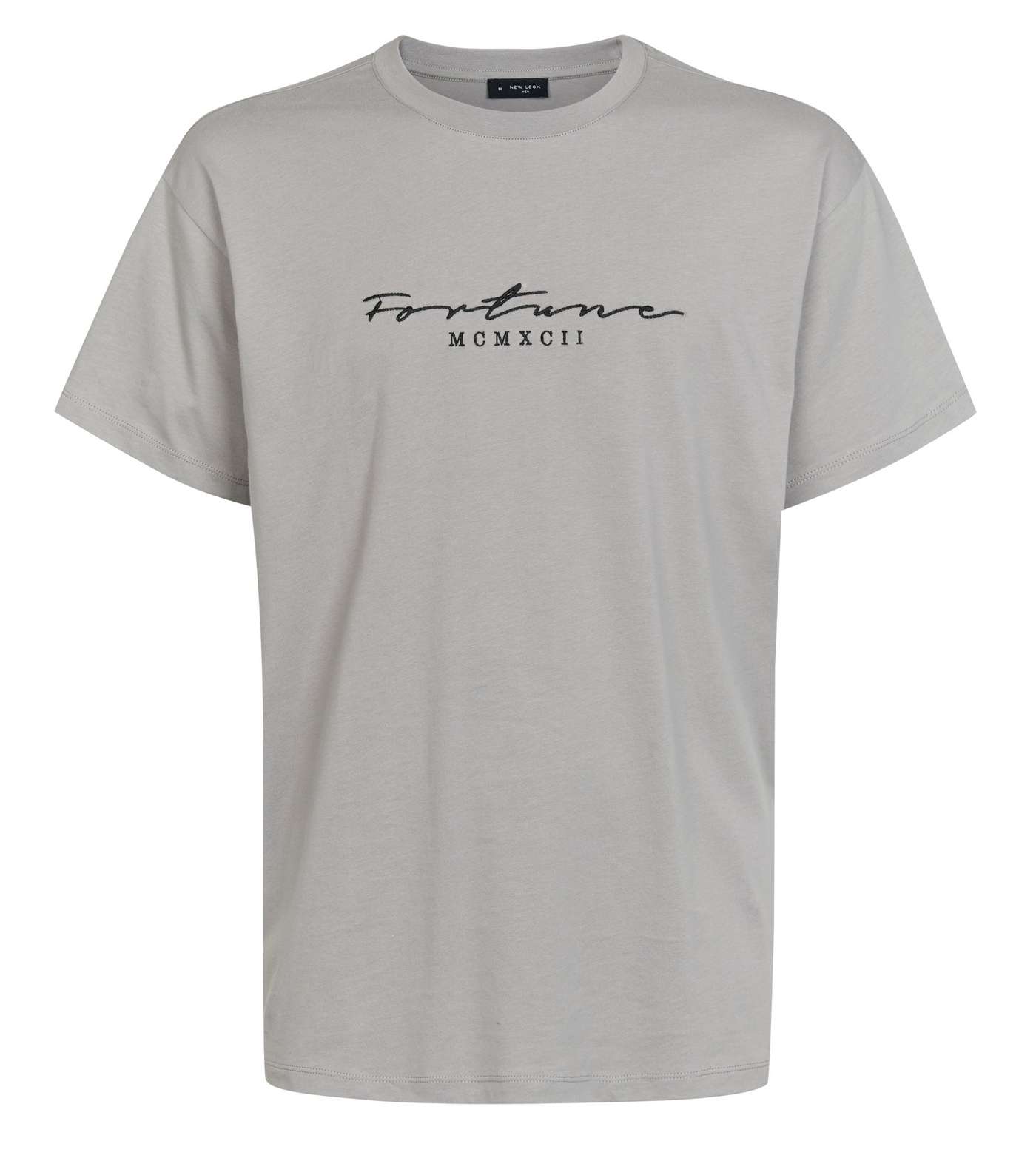 Pale Grey Fortune Embroidered Logo T-shirt Image 4