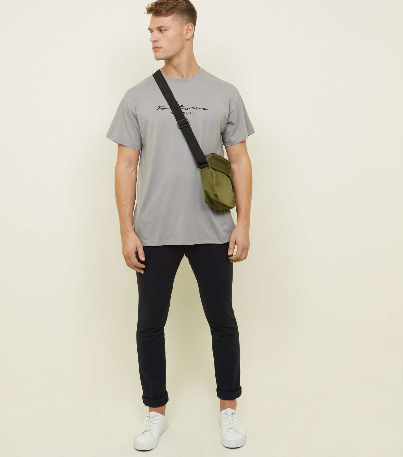 Pale Grey Fortune Embroidered Logo T-shirt Image 2