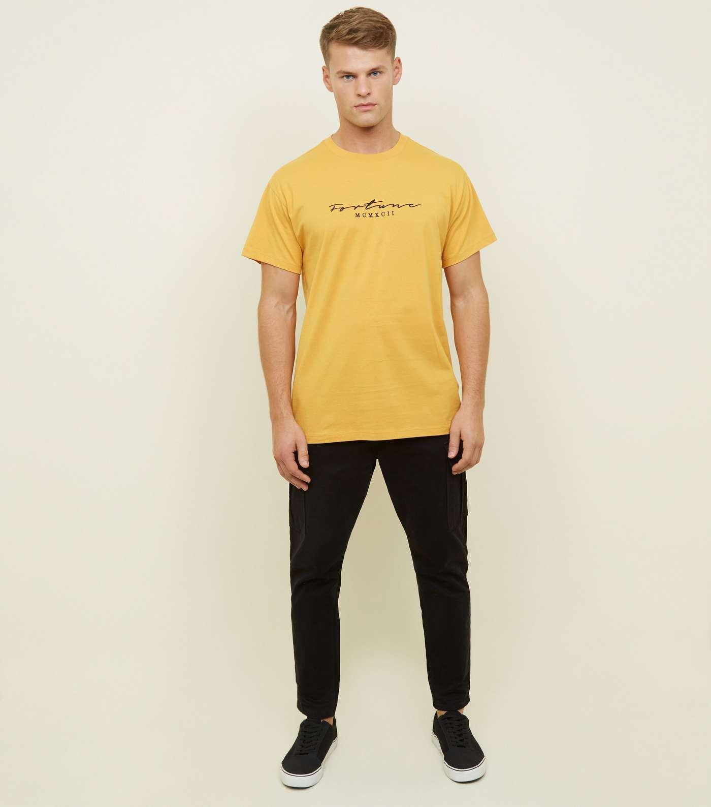 Yellow Fortune Embroidered Logo T-shirt Image 2