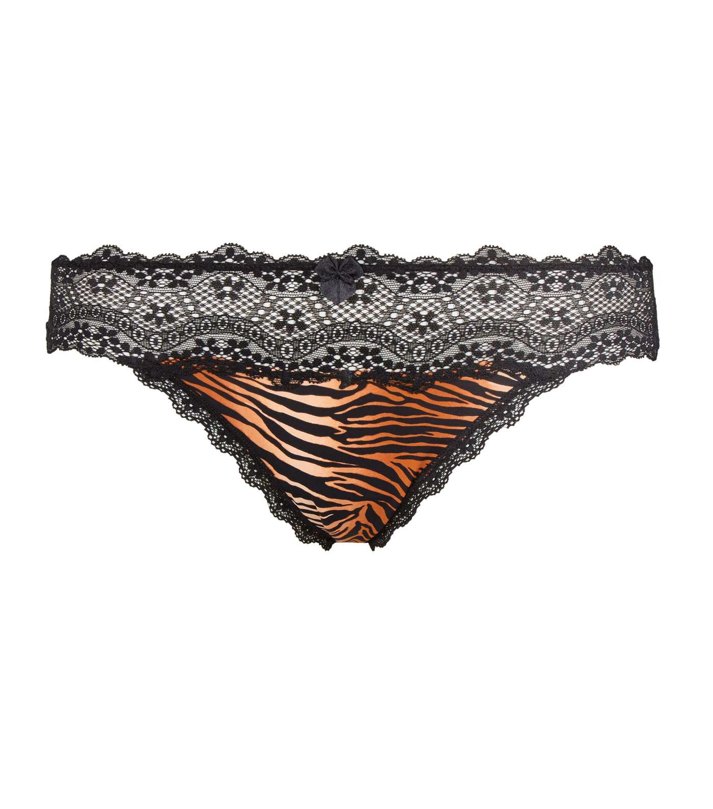 Black Tiger Print Lace Waist Thong  Image 3