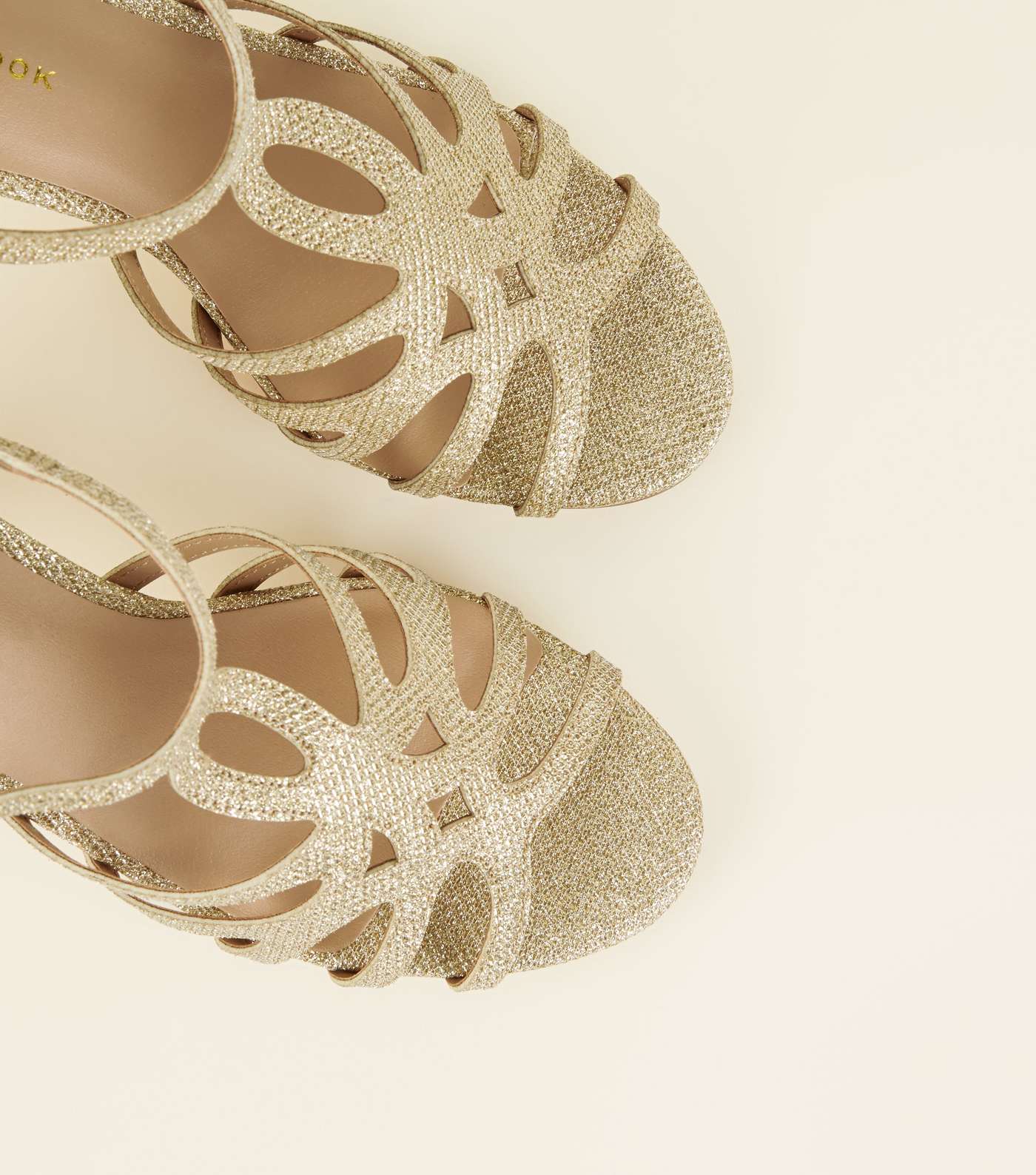 Wide Fit Gold Glitter Strappy Dancing Shoes Image 3