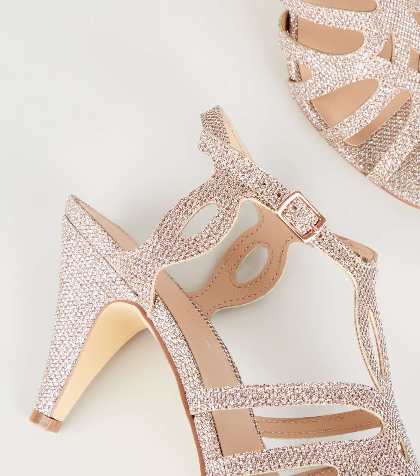 Wide Fit Rose Gold Glitter Strappy Dancing Shoes Image 4