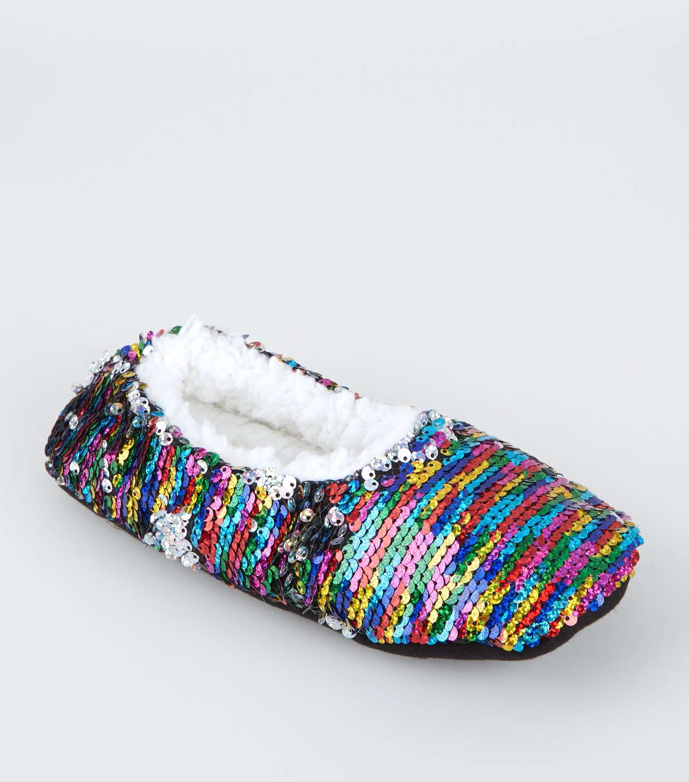 Rainbow 2-Way Sequin Fluffy Ballet Slippers