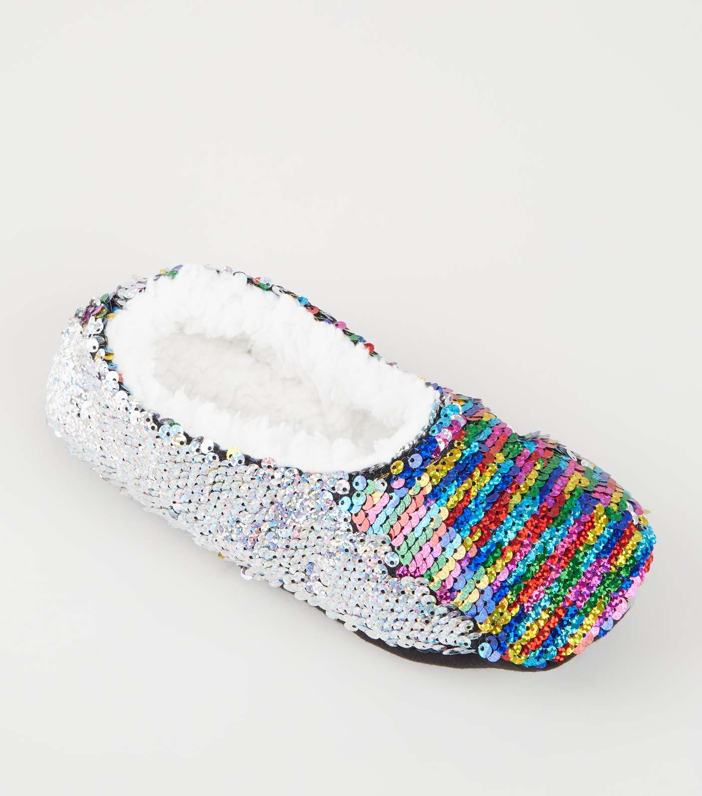 Rainbow 2-Way Sequin Fluffy Ballet Slippers Image 3