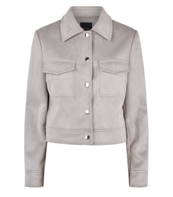 Grey suede jacket new on sale look