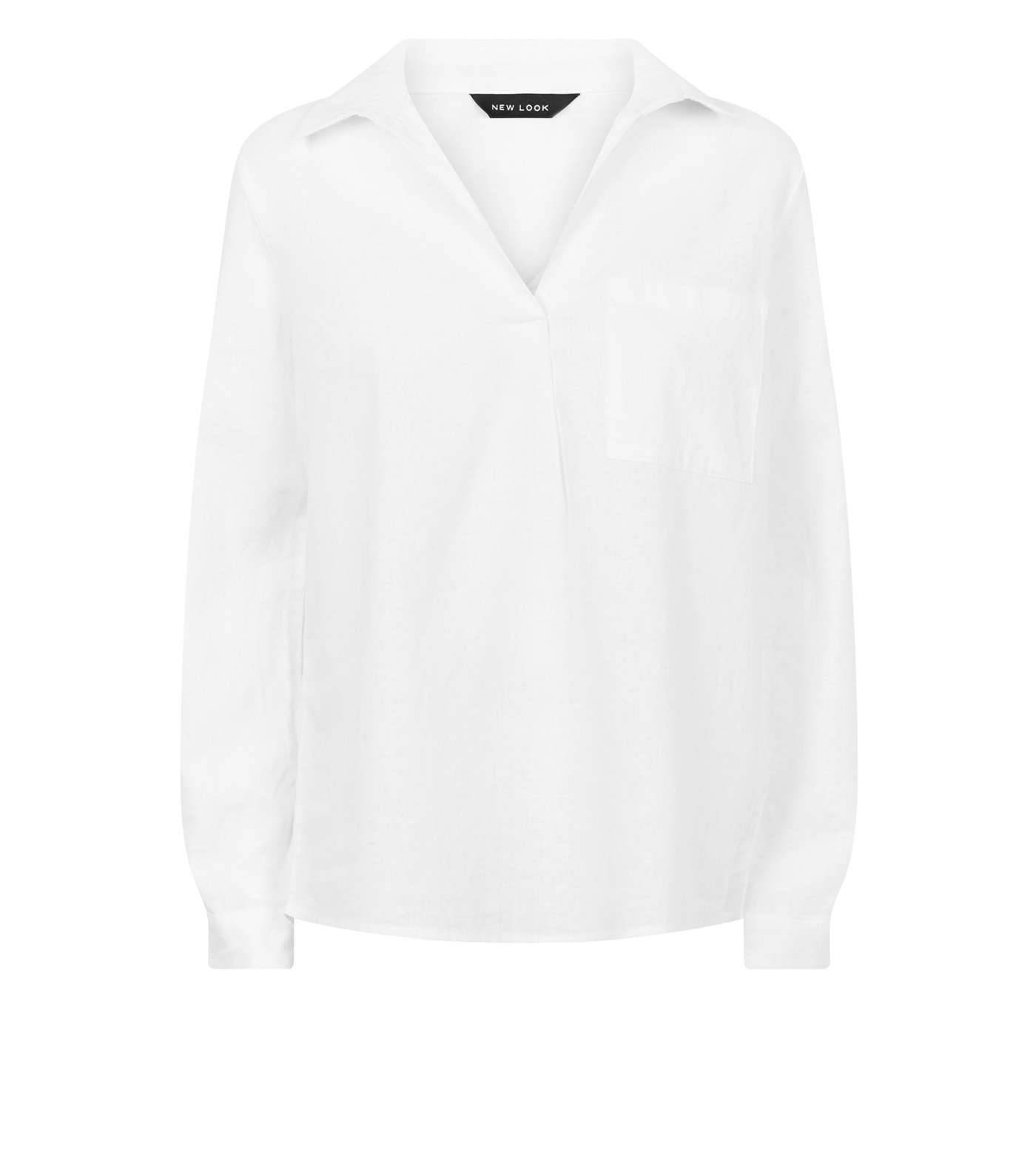 White Linen Blend Overhead Shirt Image 4