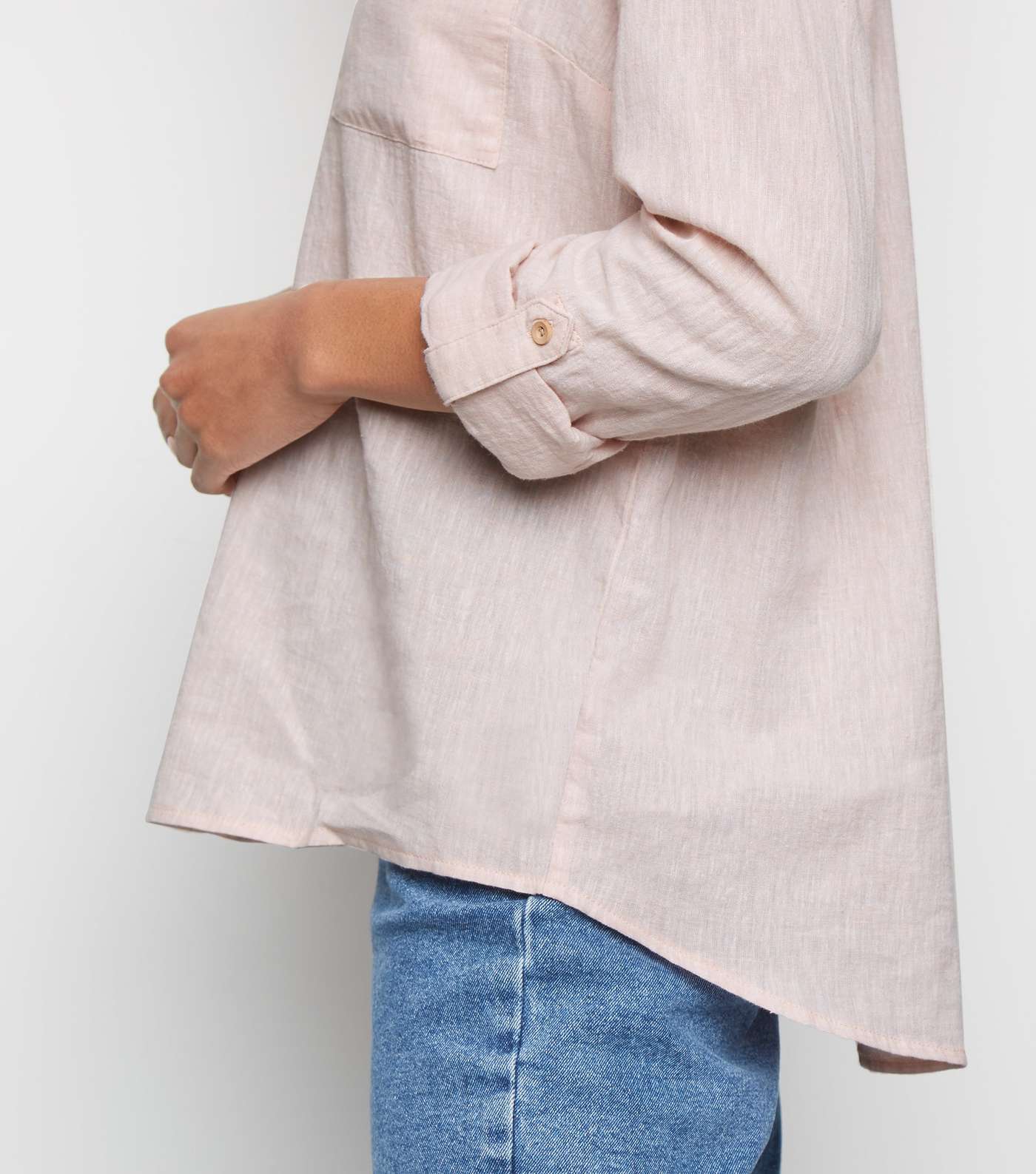 Pale Pink Linen Blend Overhead Shirt Image 3