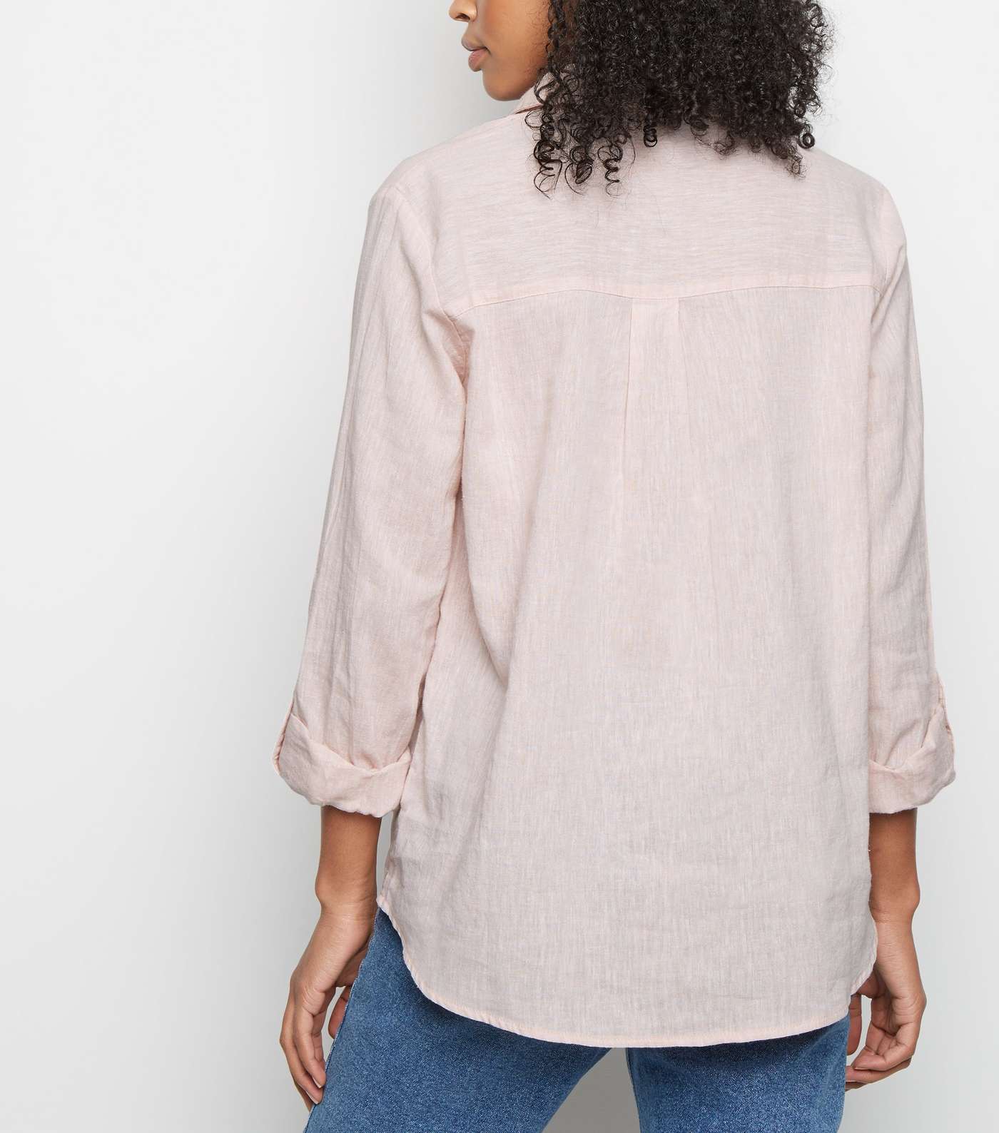Pale Pink Linen Blend Overhead Shirt Image 5