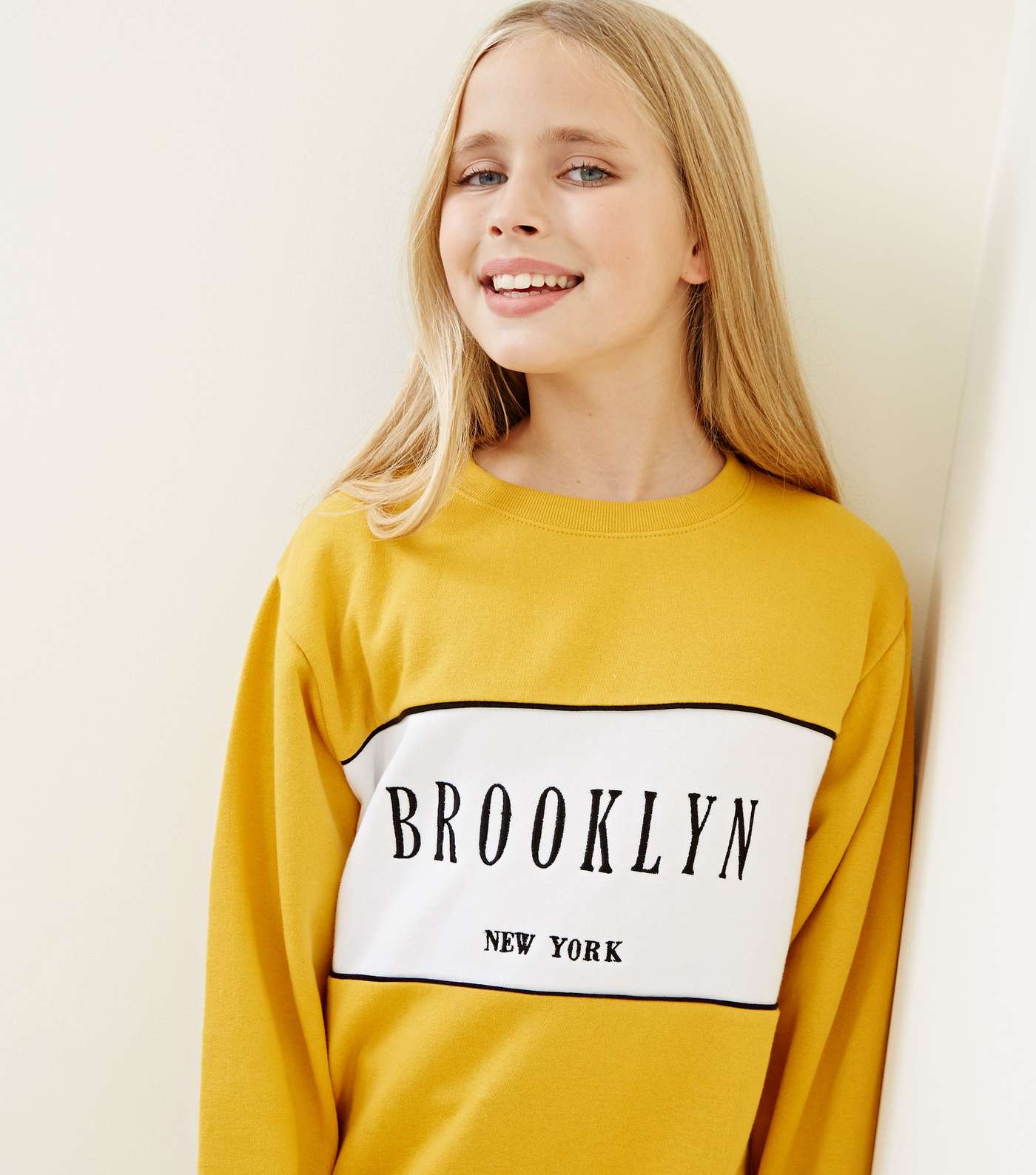Girls Mustard Brooklyn Embroidered Longline Sweatshirt Image 5