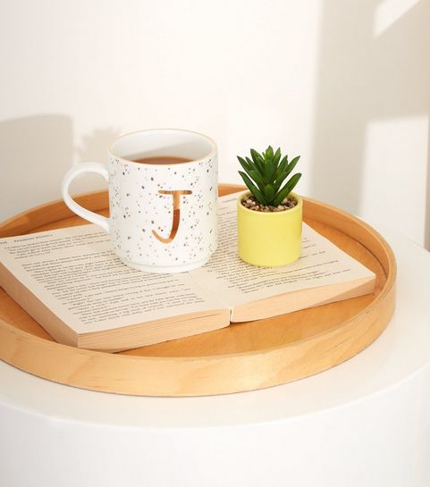 Home Accessories Furniture Room Décor New Look White Speckled J Initial Mug