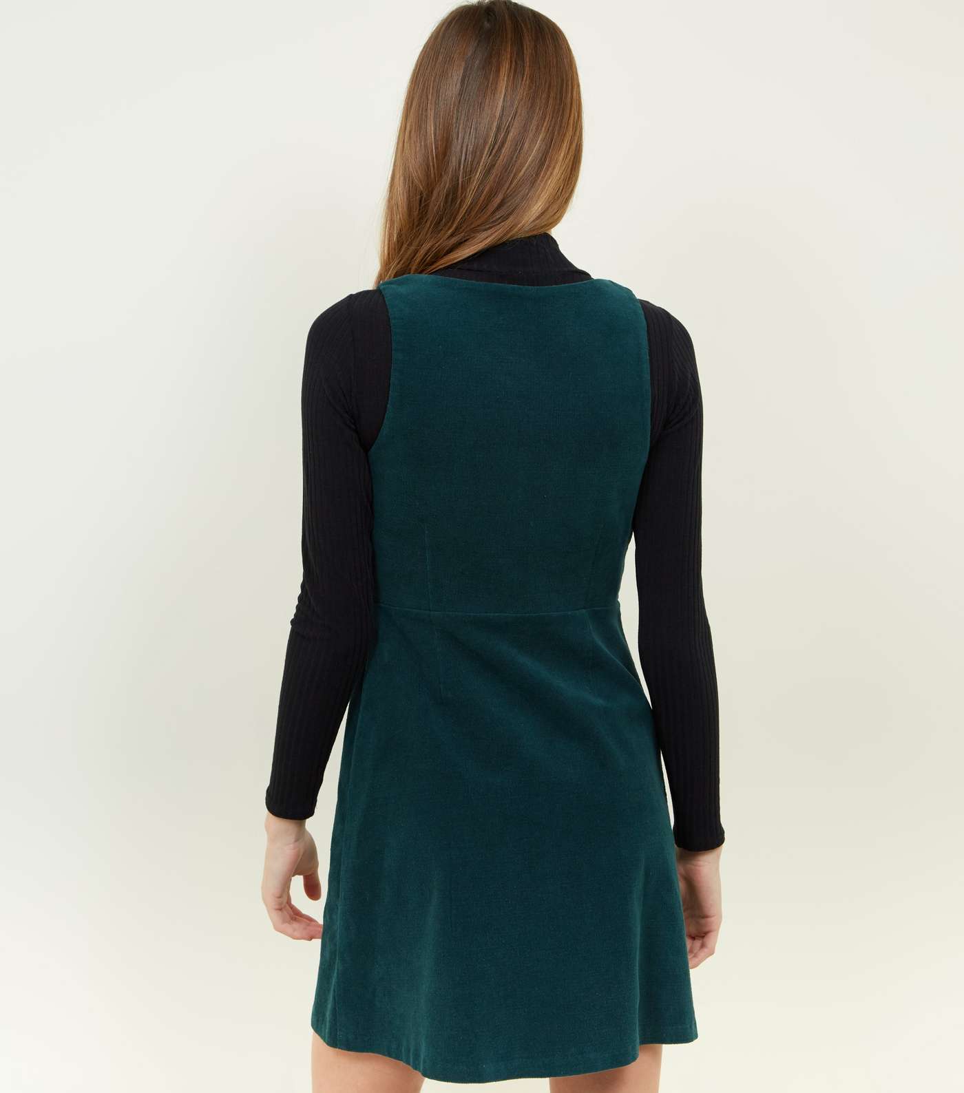 Dark Green Corduroy Button Front Dress  Image 3