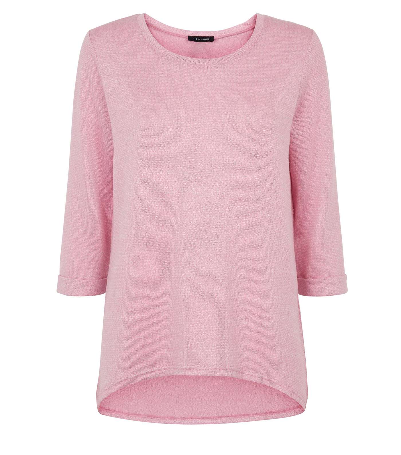 Mid Pink 3/4 Sleeve Fine Knit Top Image 4