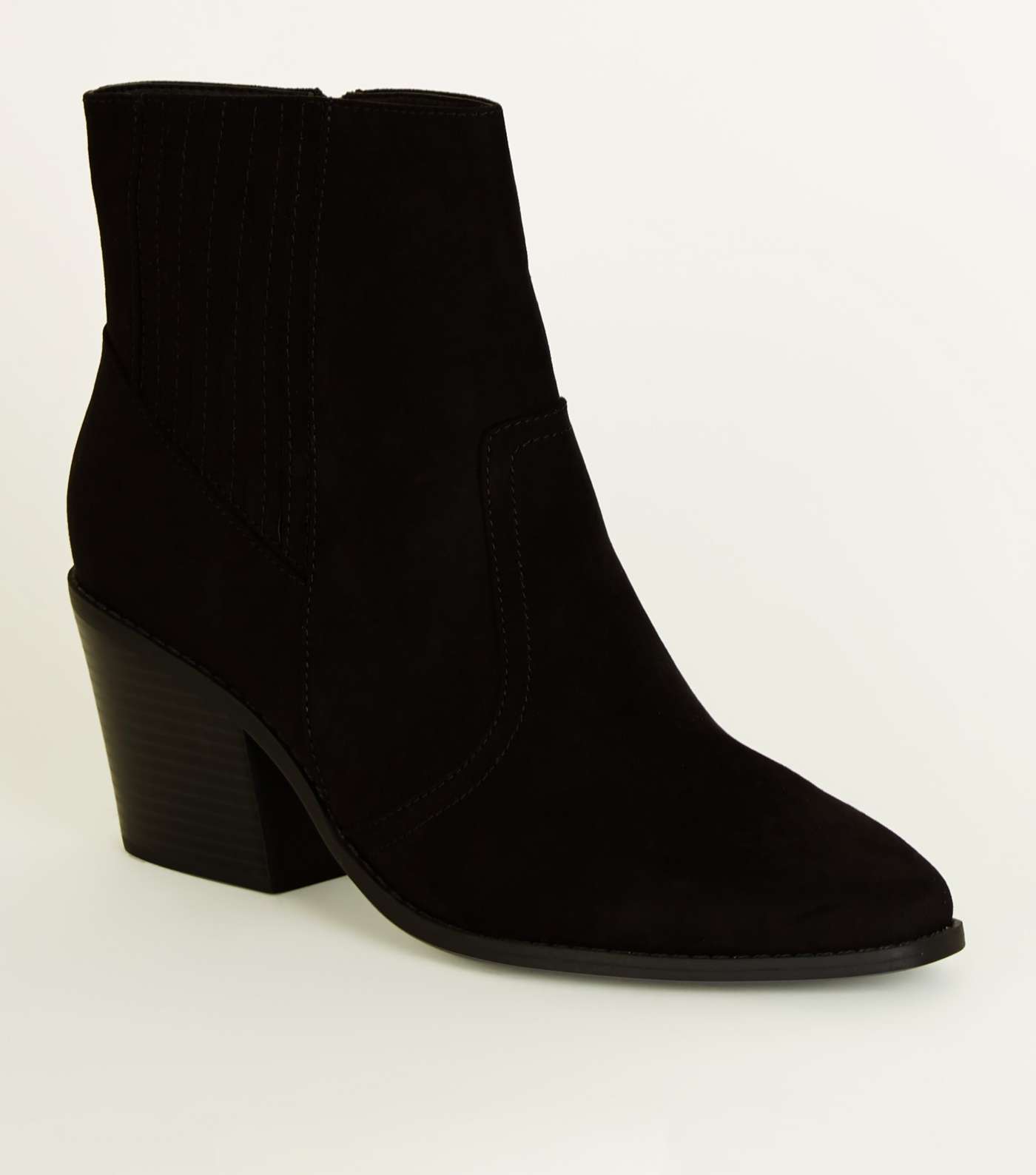 Black Square Toe Heeled Western Boots