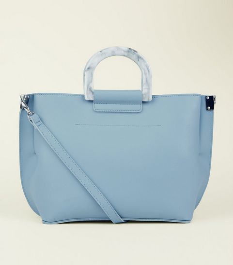 Handbags Black Clutch Tote Small Bags New Look Pale Blue Marble Effect Handle Tote Bag