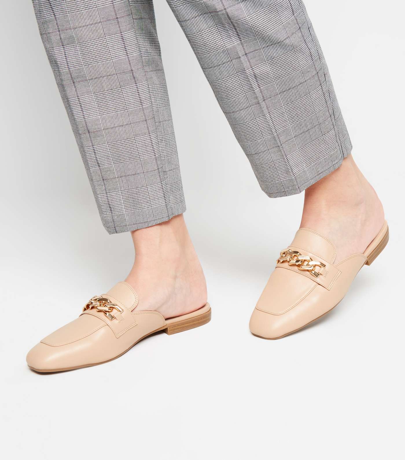 Pink Chain Strap Loafer Mules Image 2