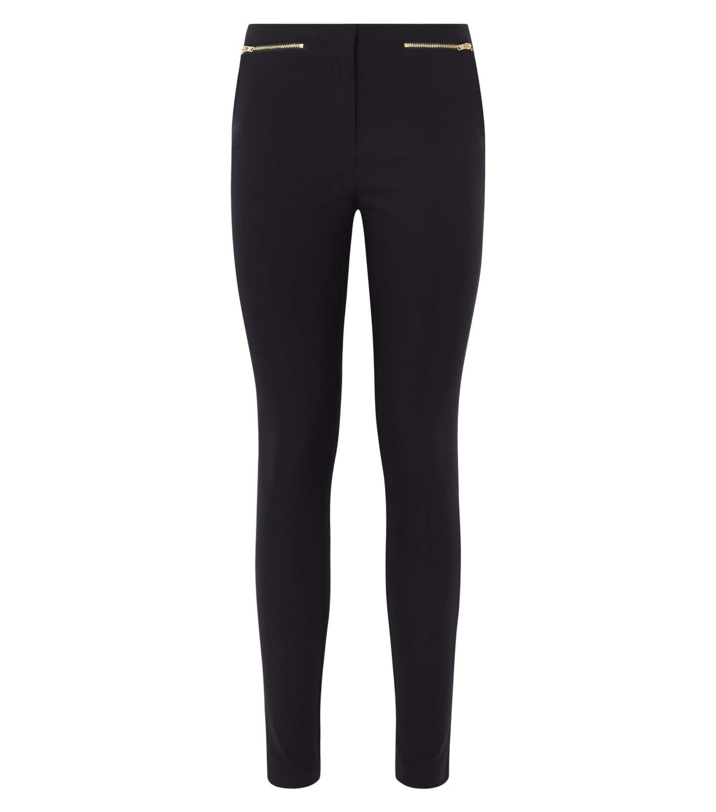 Black Zip Stretch Slim Leg Trousers Image 5