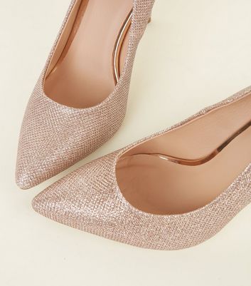 Rose Gold Glitter Pointed Court Shoes 