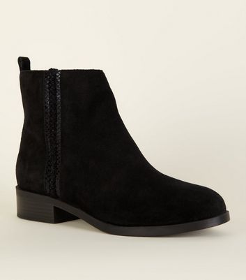 wide fit black suede boots