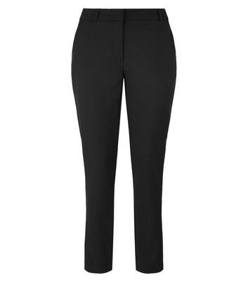 Black Plain Stretch Slim Leg Trousers 