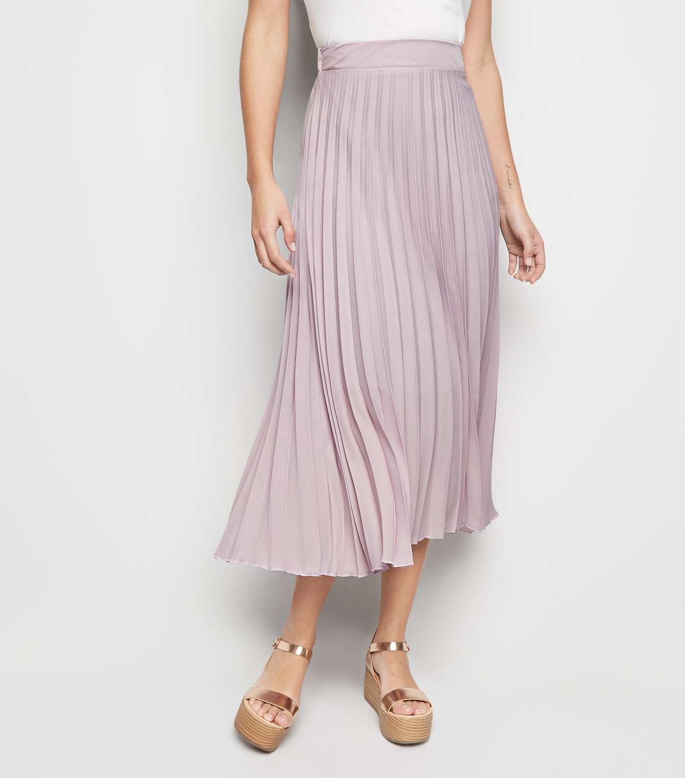 Lilac Pleated Midi Skirt  Image 2
