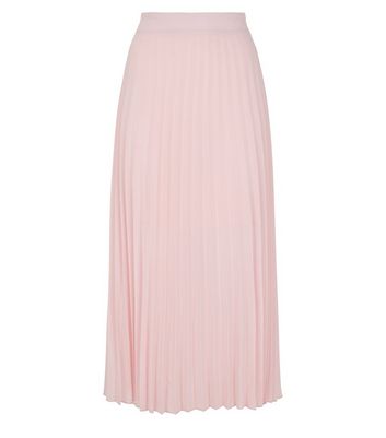 Pale Pink Pleated Midi Skirt New Look