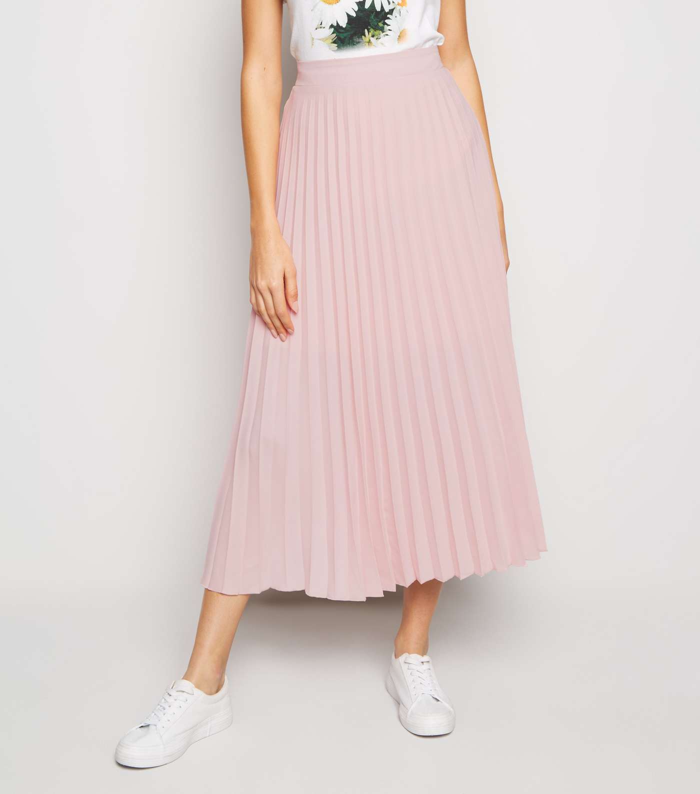 Pale Pink Pleated Midi Skirt  Image 2
