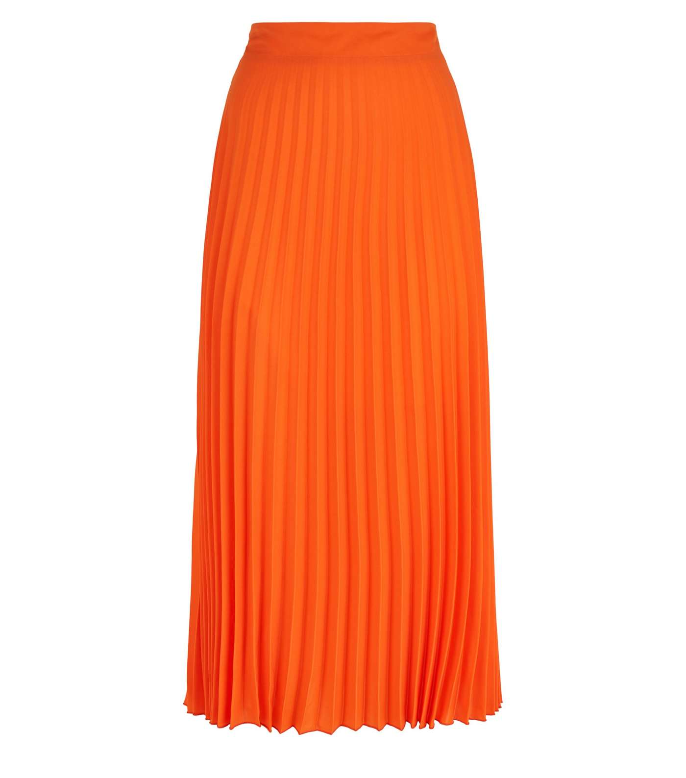Bright Orange Neon Pleated Midi Skirt  Image 4