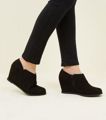 girls black wedge boots