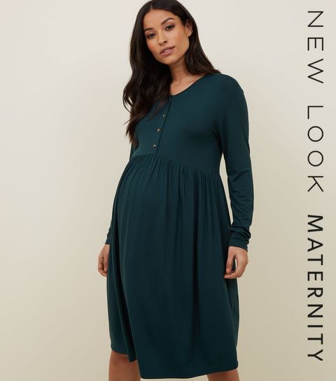 Maternity Clothing Wear Pregnancy Clothes New Look Maternity Dark Green Nursing Smock Dress