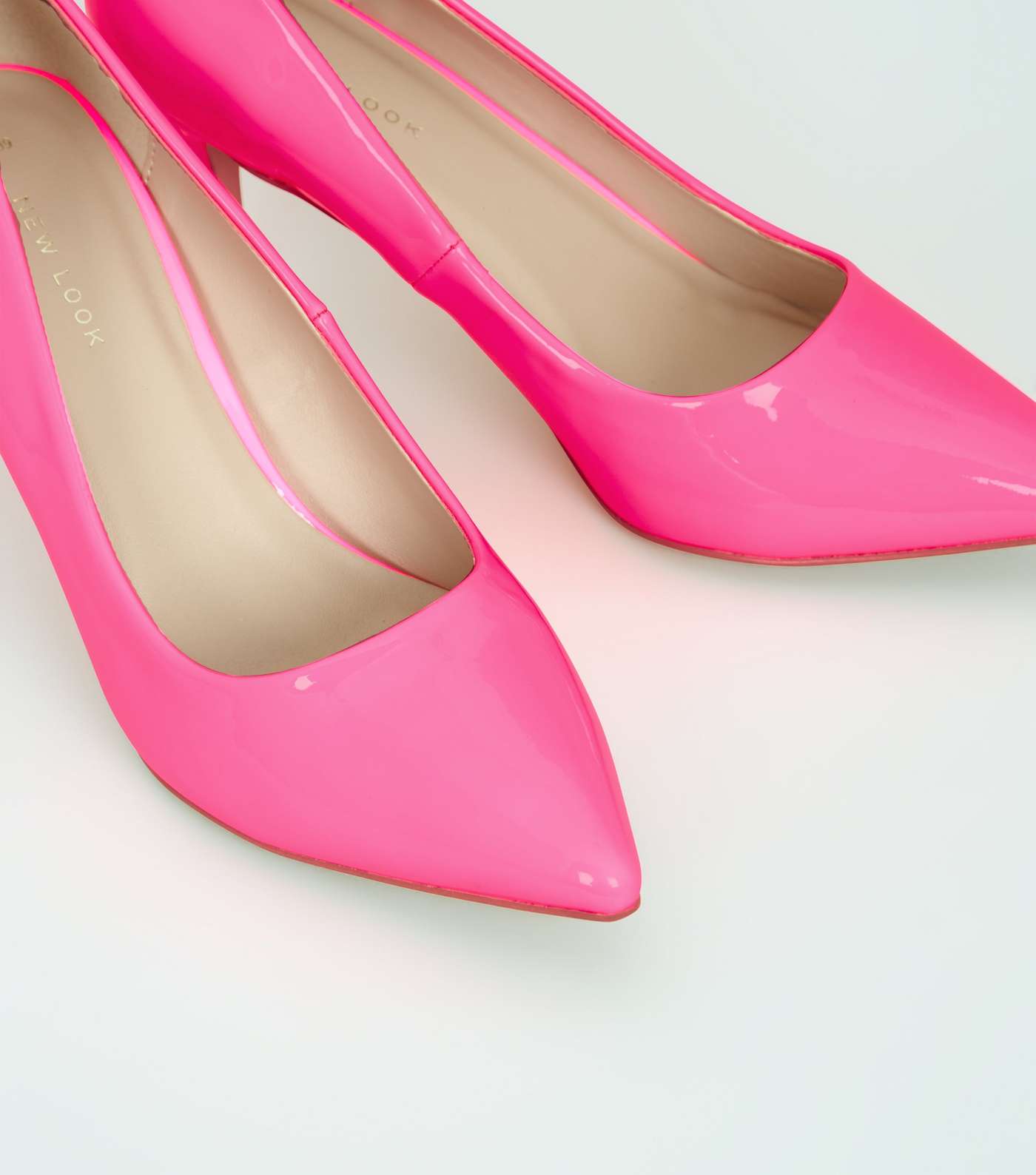 Pink Neon Patent Pointed Court Shoes  Image 4