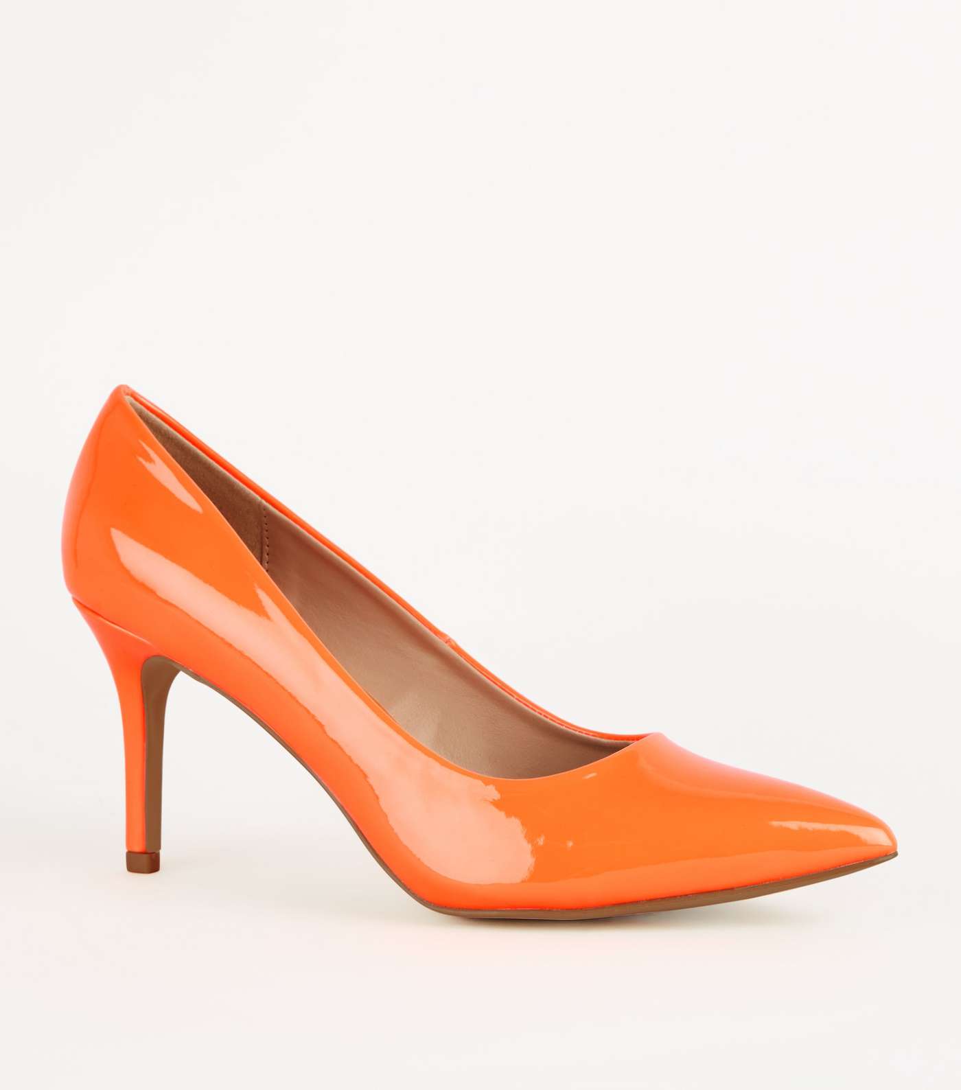 Orange Patent Pointed Court Shoes 