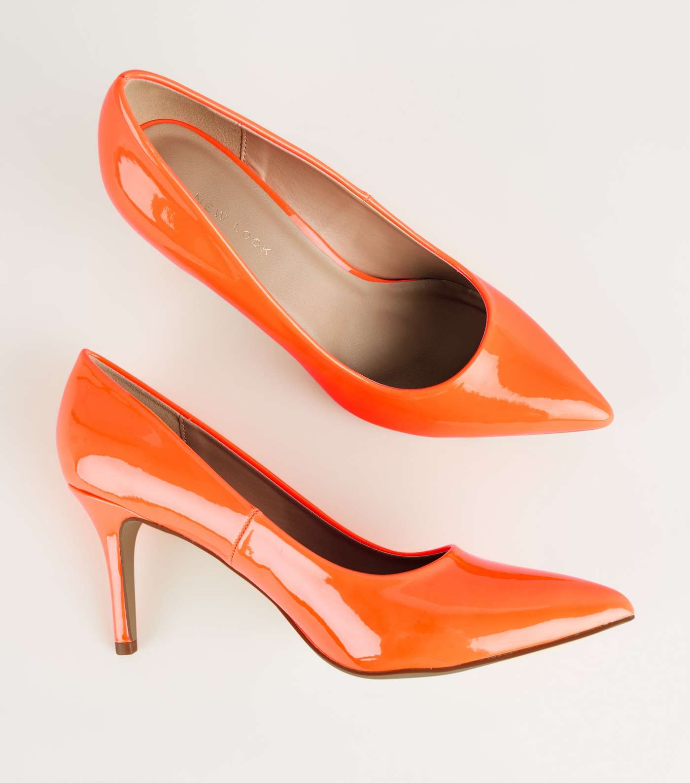Orange Patent Pointed Court Shoes  Image 3