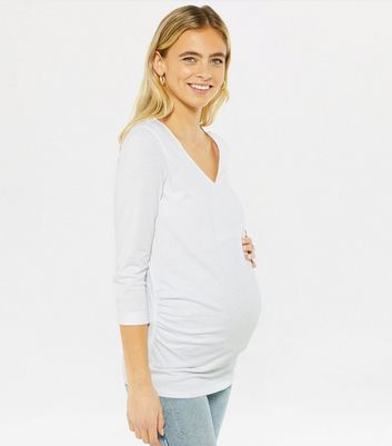Maternity Hoodie Long Sleeves Shirt Casual Vneck Top Pregnancy Sweatshirt Tunics 
