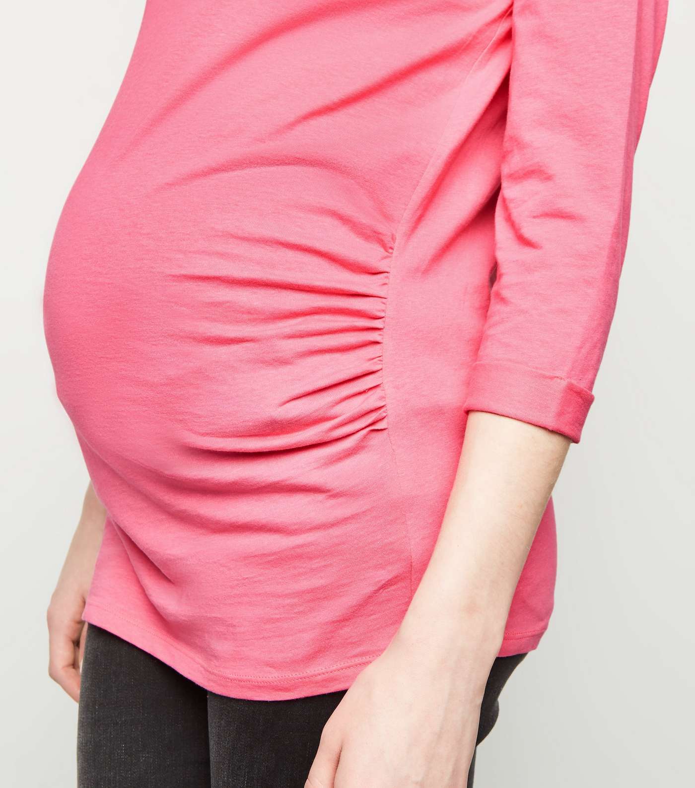 Maternity Deep Pink 3/4 Sleeve Top  Image 5
