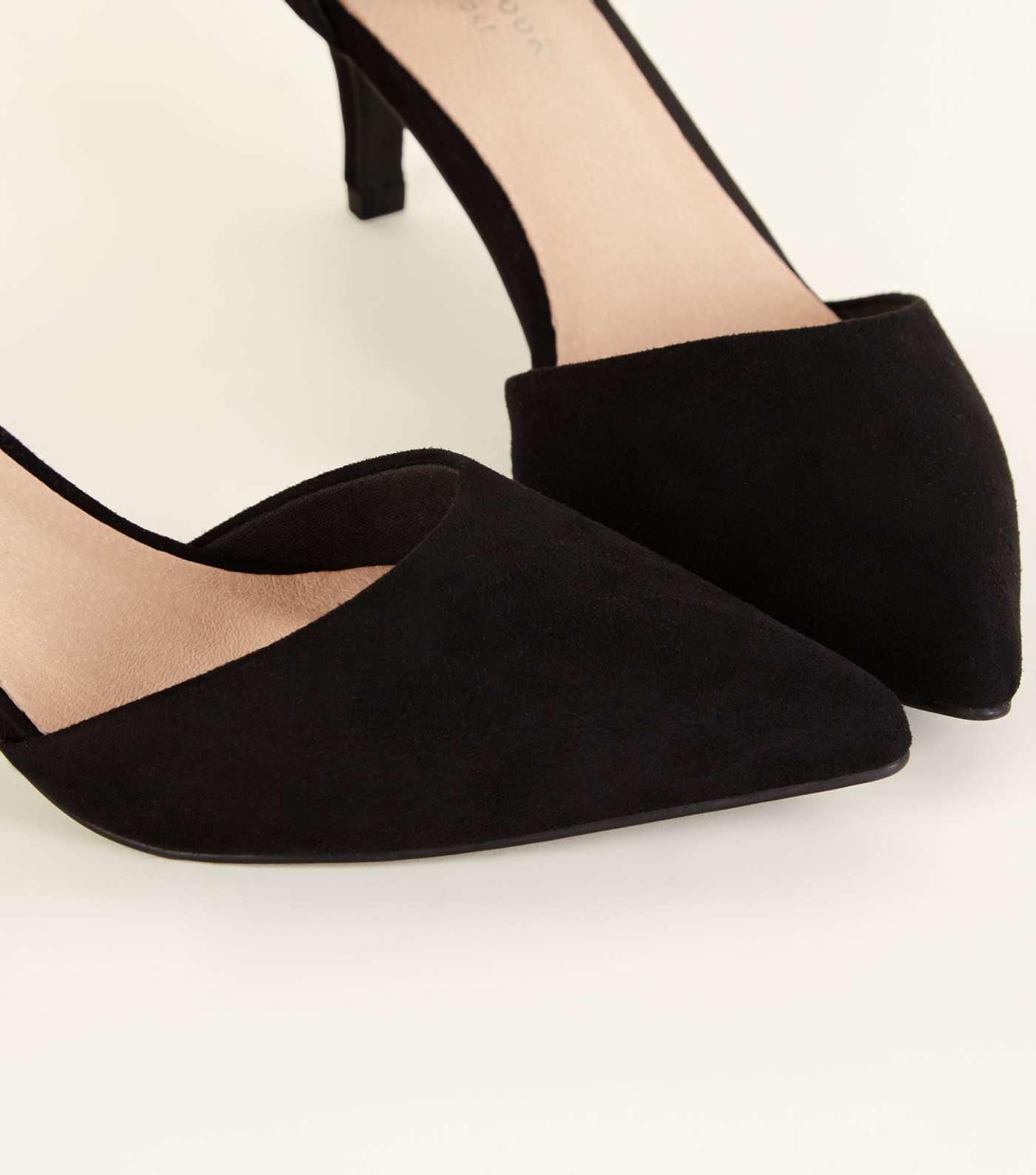 Black Comfort Flex Kitten Heel Pointed Court Shoes Image 4