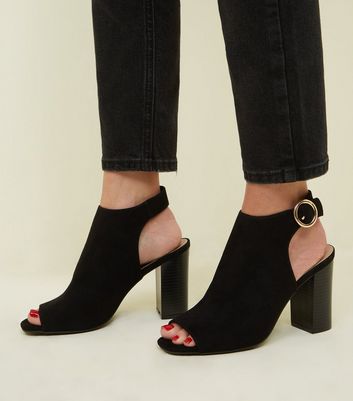 black peep toe heels new look