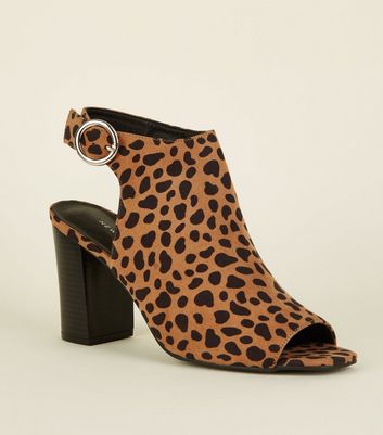 Cheetah print open toe heels sale