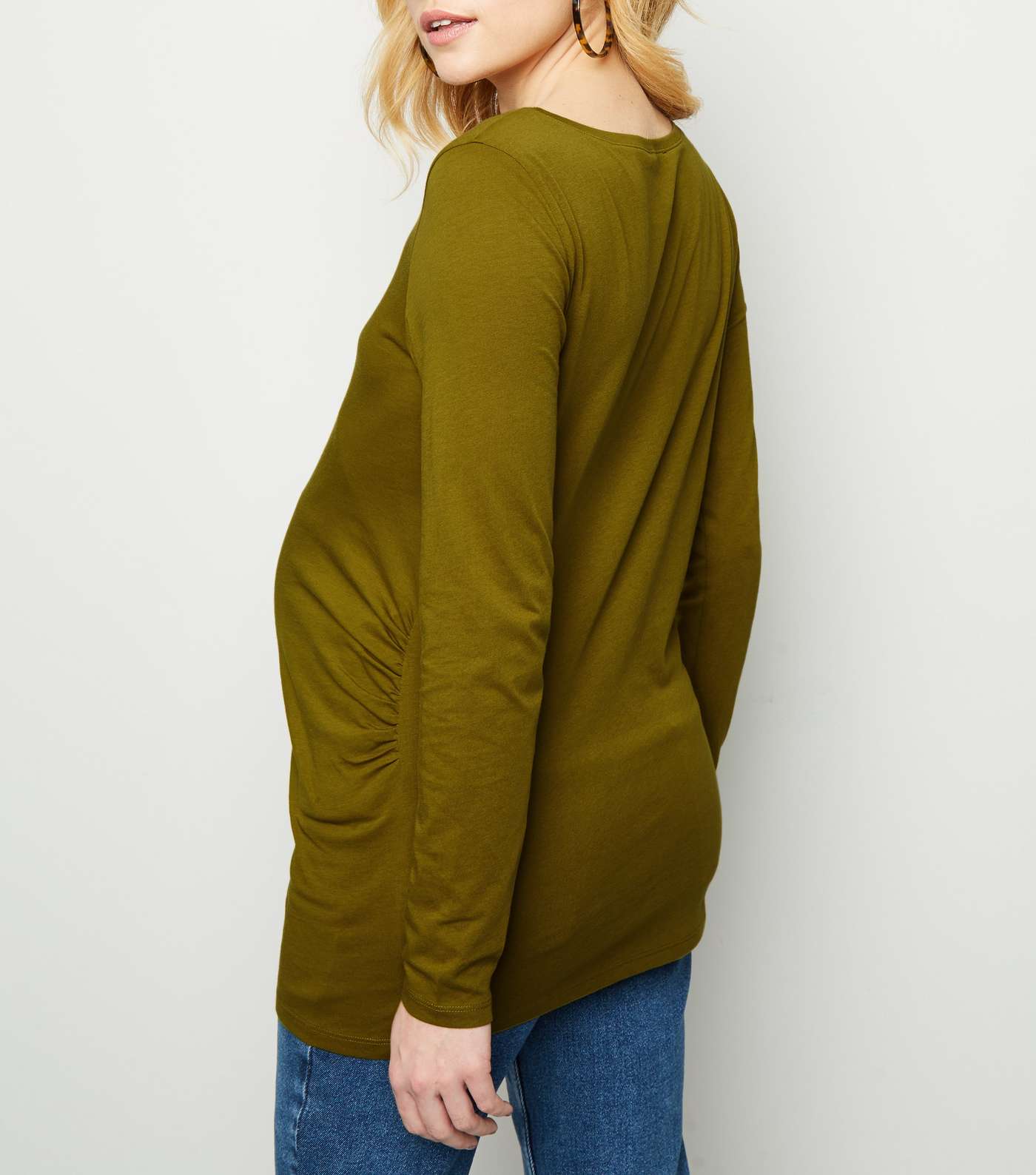 Maternity Olive Long Sleeve Top Image 3