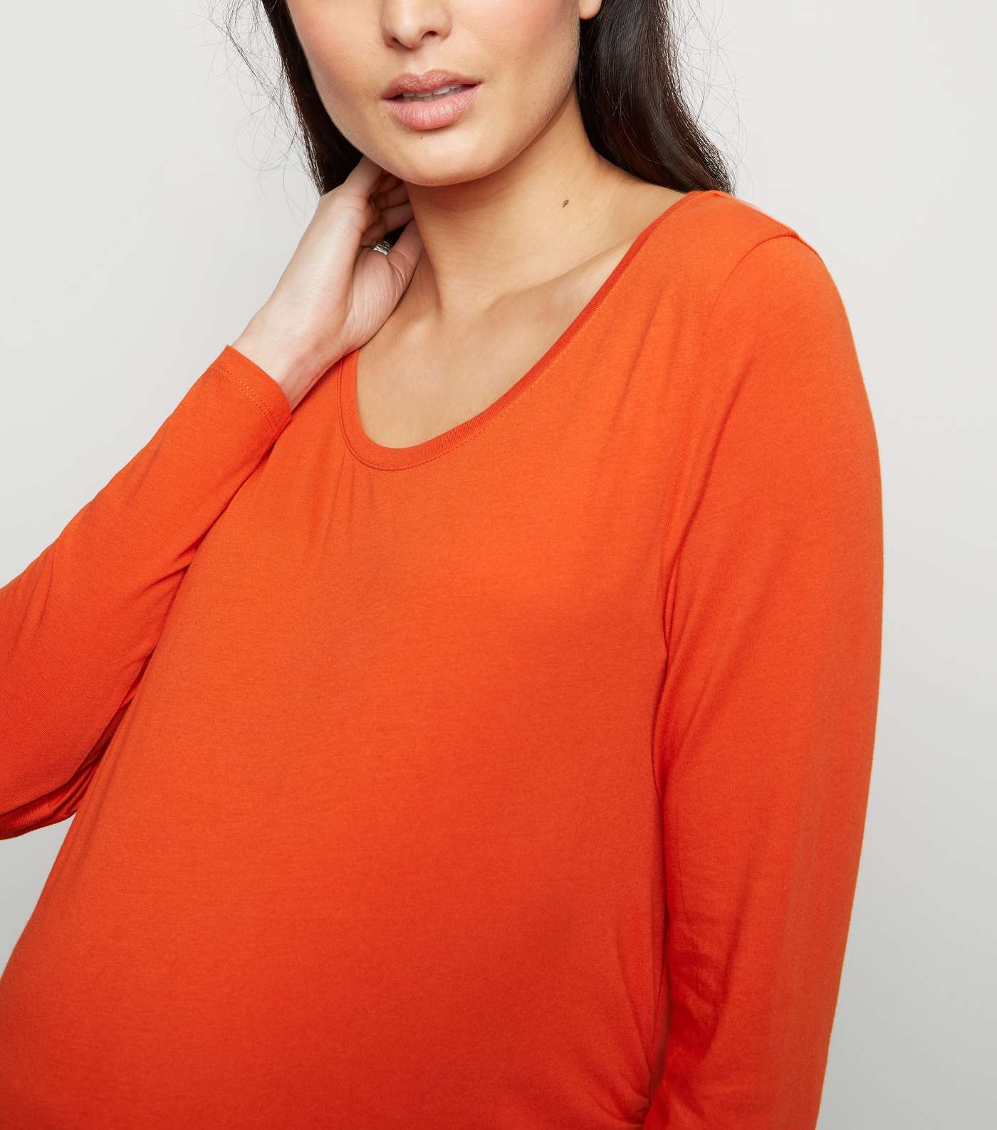 Maternity Bright Orange Long Sleeve Top  Image 5