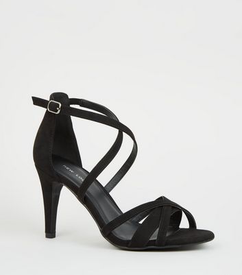 new look black strappy heels