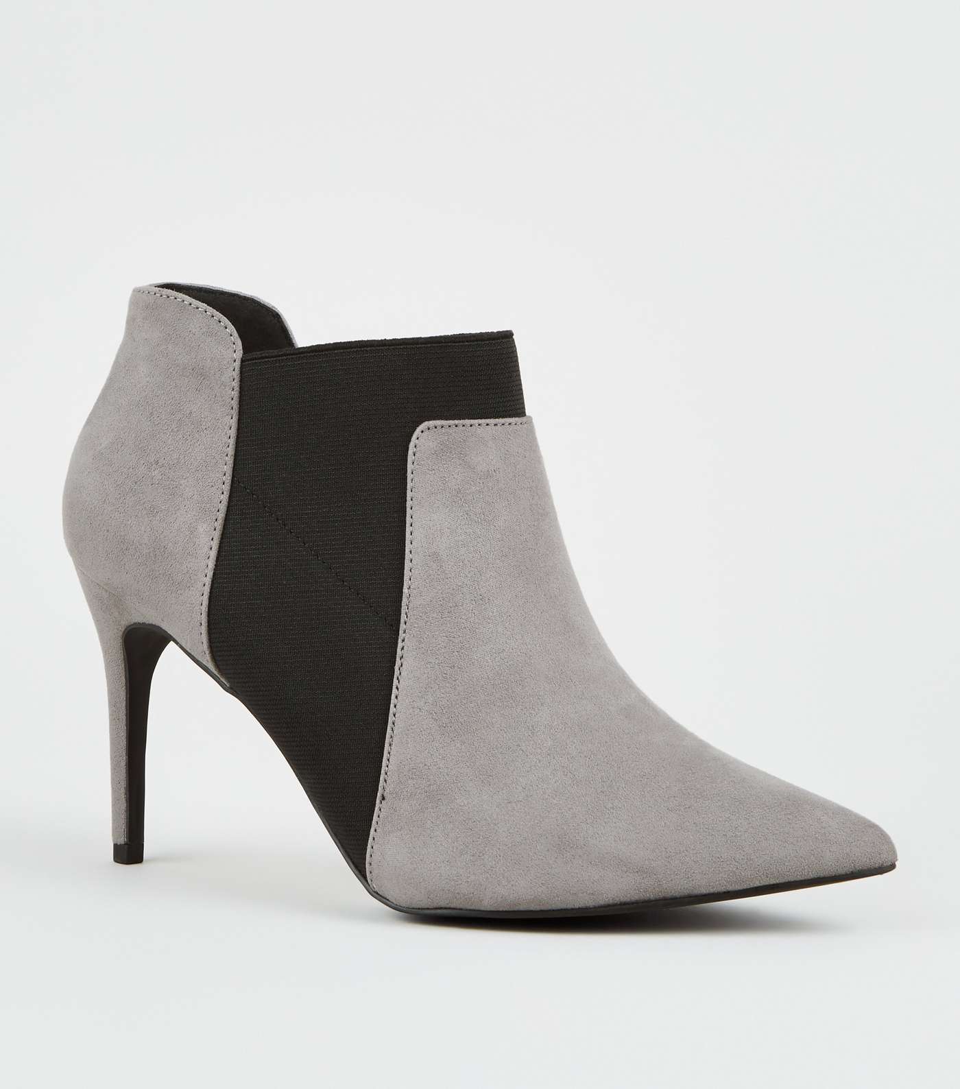 Grey Suedette Stiletto Chelsea Shoe Boots