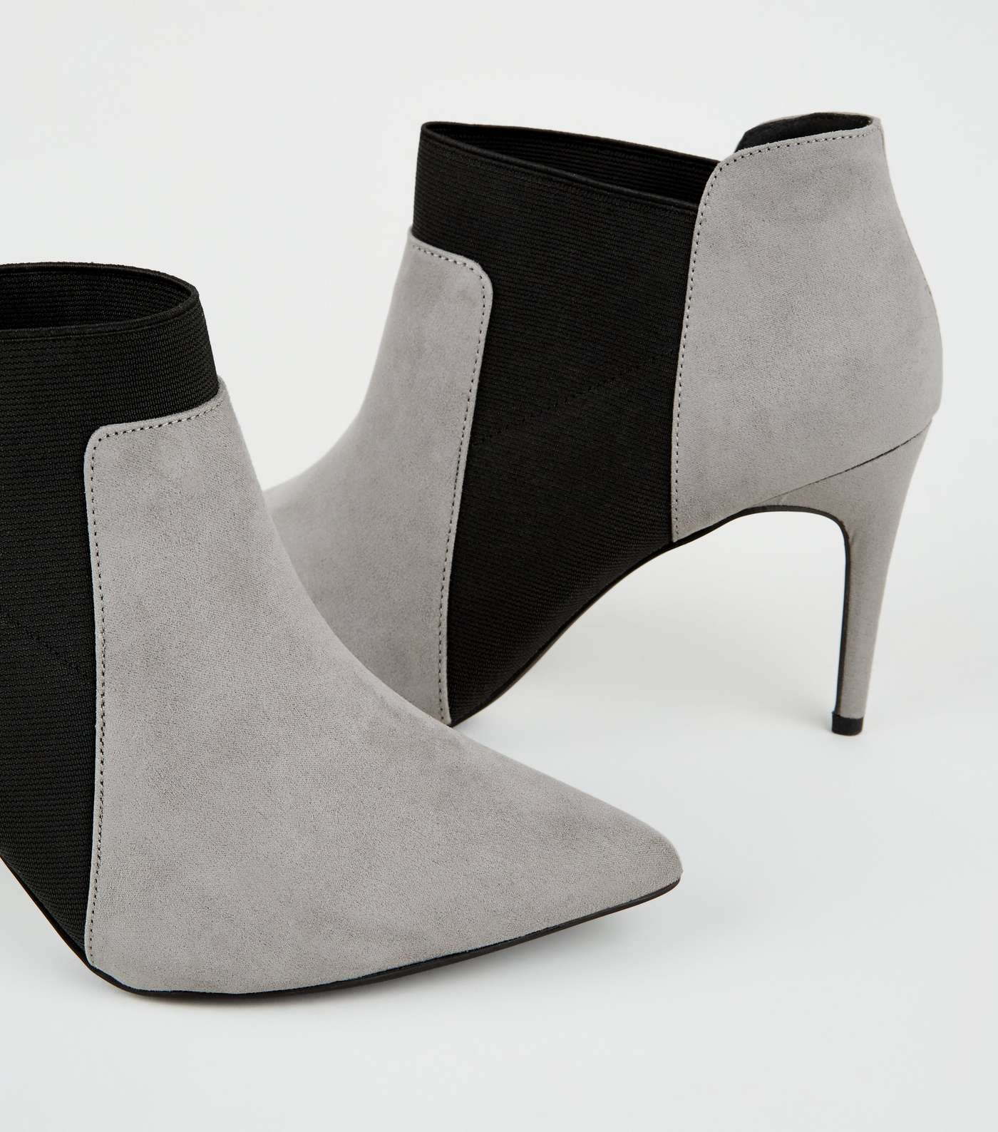 Grey Suedette Stiletto Chelsea Shoe Boots Image 3