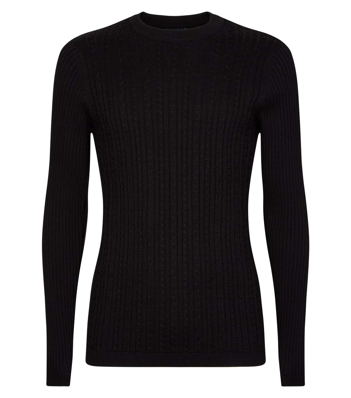 Black Long Sleeve Cable Knit Jumper Image 4