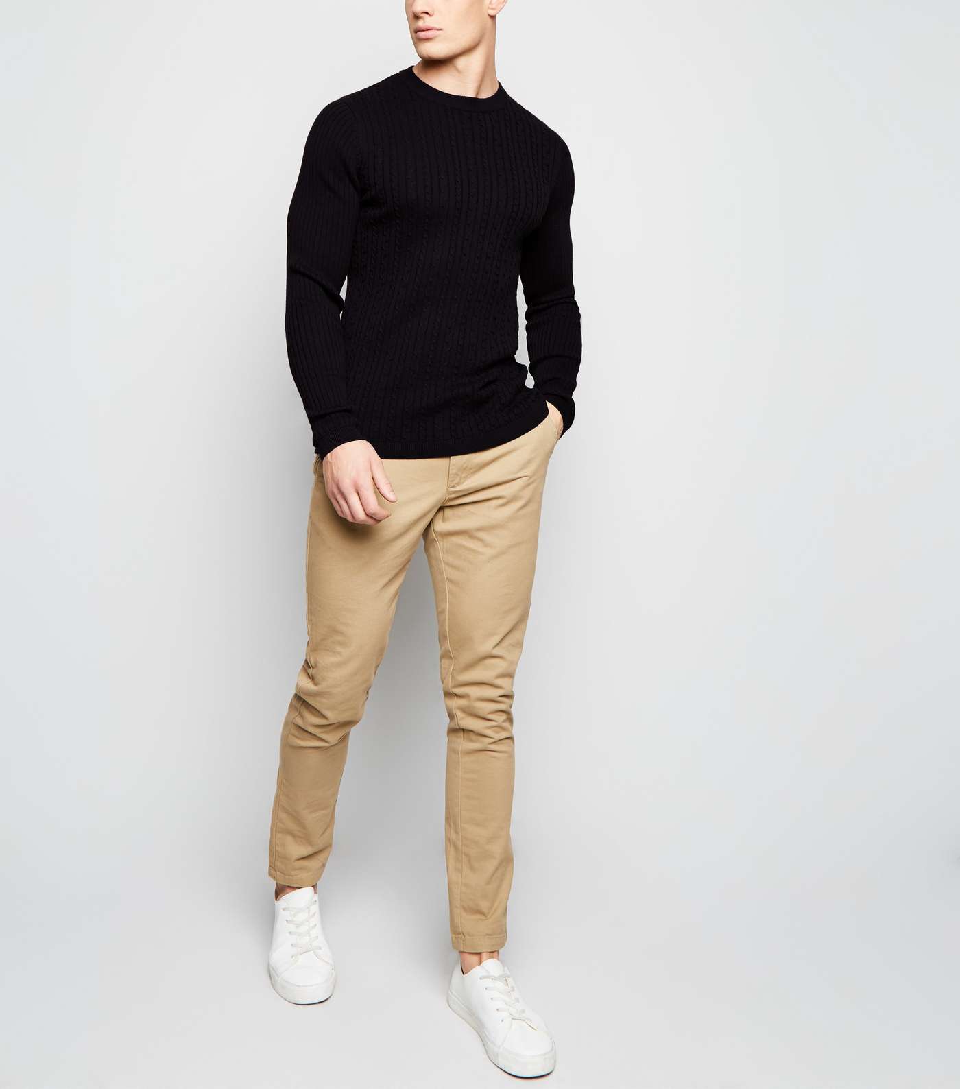Black Long Sleeve Cable Knit Jumper Image 2