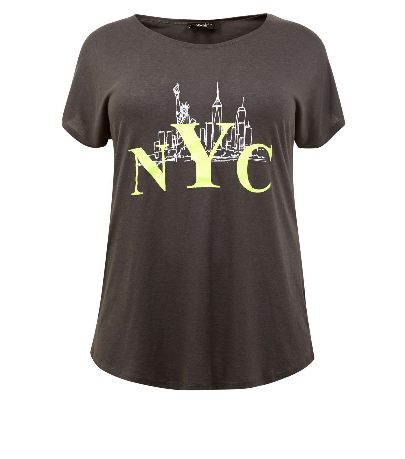 Curves Dark Grey Fluorescent NYC Print T-Shirt Image 4
