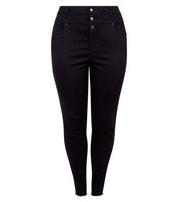 3 button high waisted black jeans