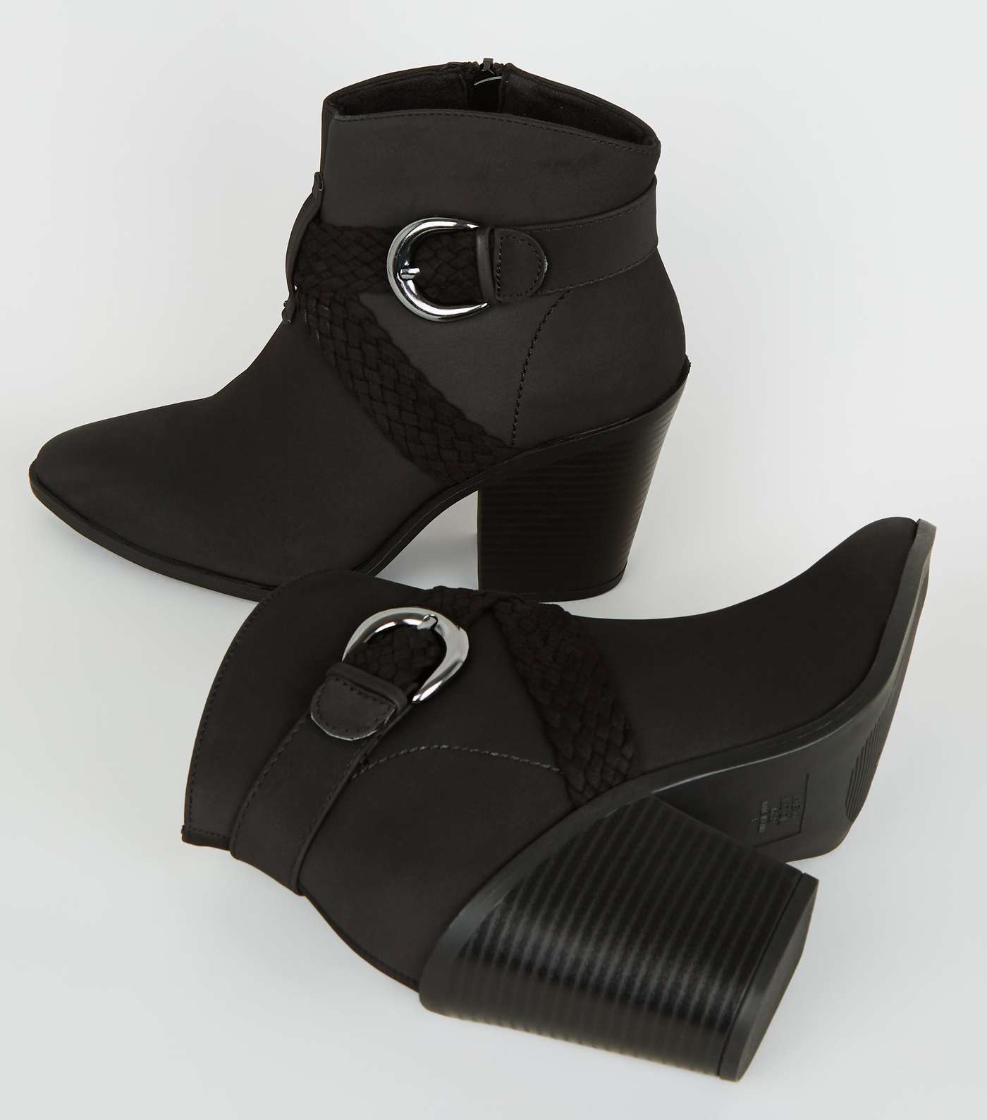 Black Woven Strap Heeled Western Boots Image 4