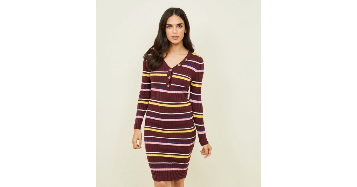 Robe Fille New Look Côtelée Rayée - Taille 14-15 Ans - Neuf Avec Étiquette - Gamme Génération